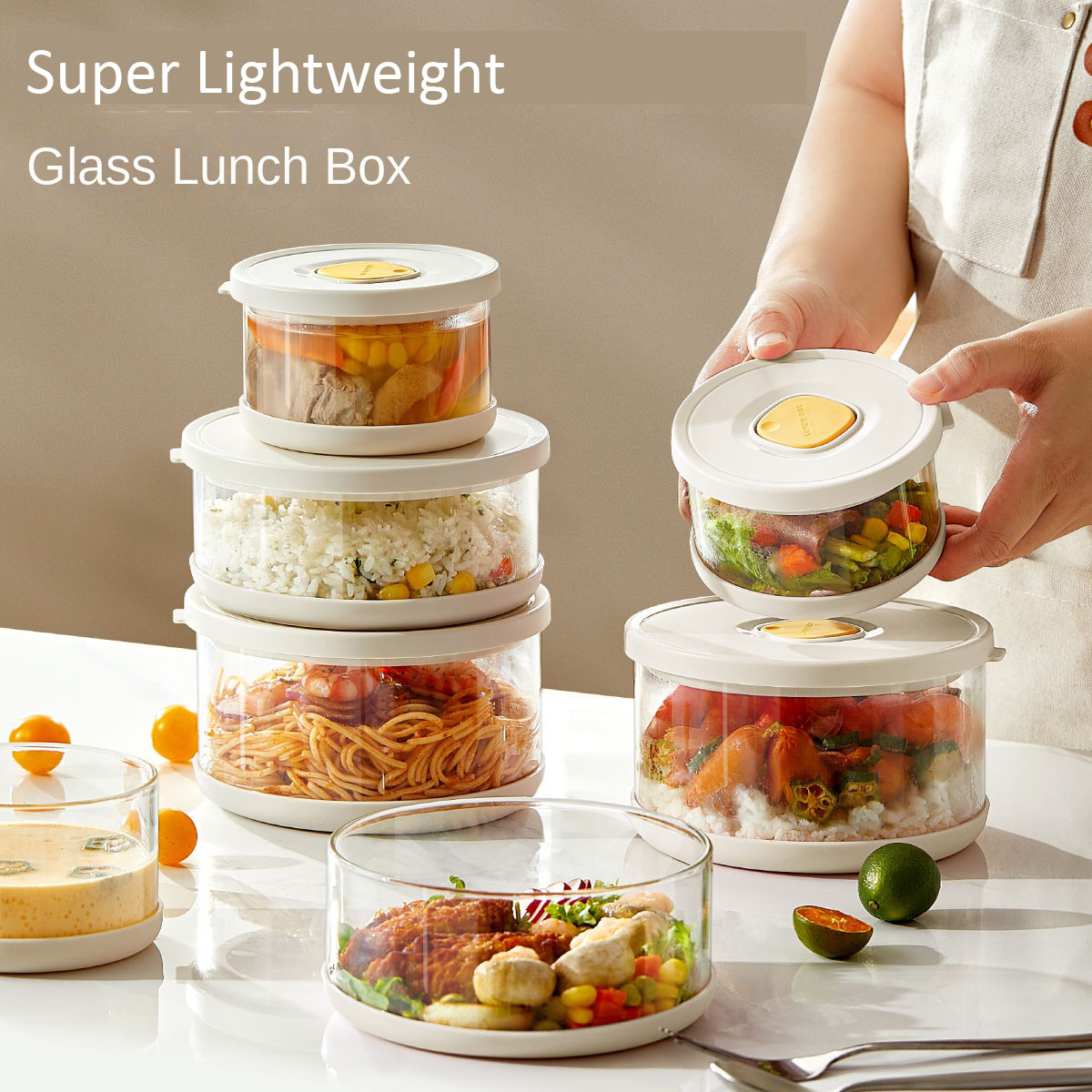 Meal Prep Rice - Glass Food Storage Container Airtight Lightweight