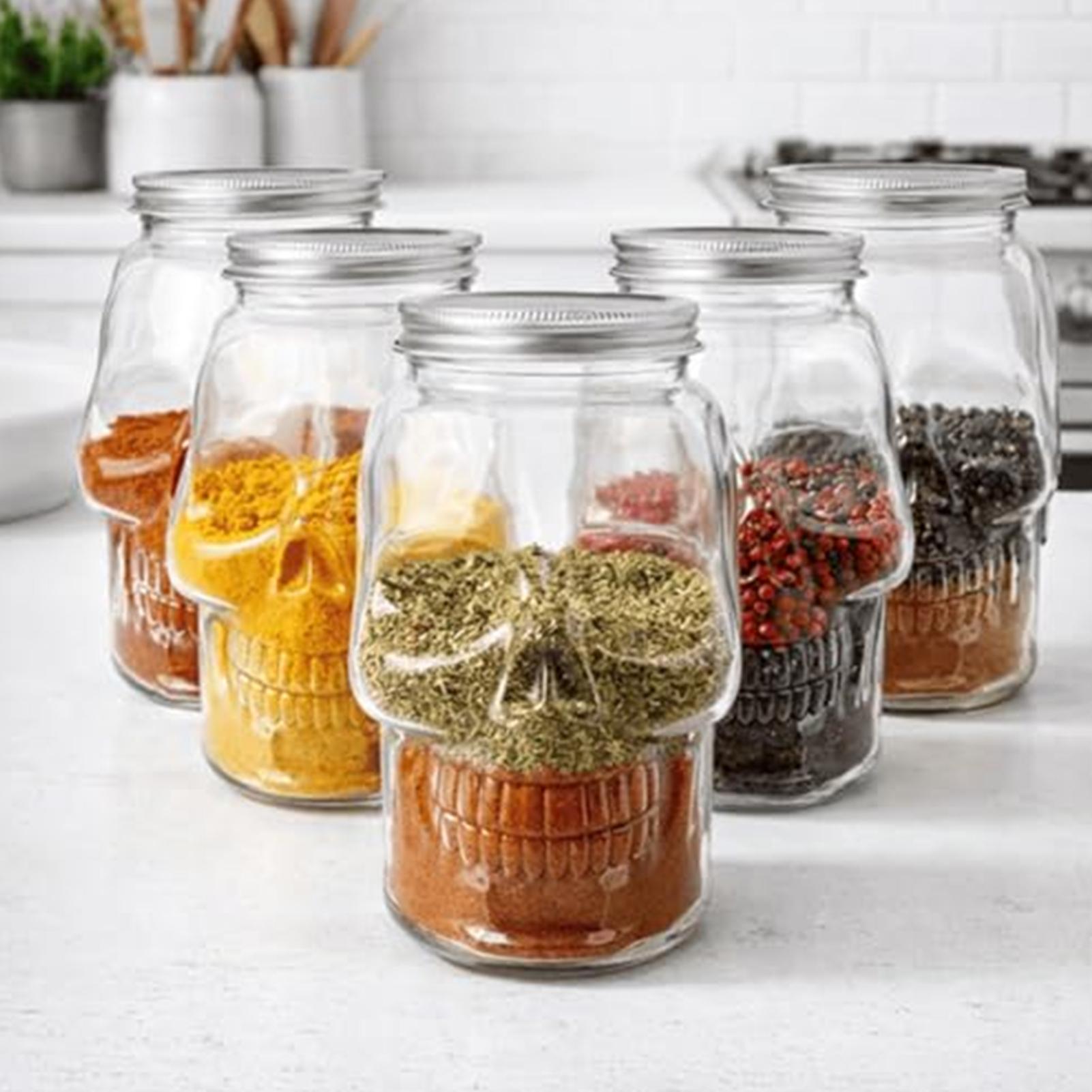 Meal Prep Day - Transparent Skull Jars with Lid Wide