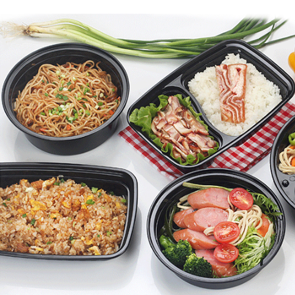 Meal Prep Day - 10Pcs Black Round Microwaveable Disposable Plastic